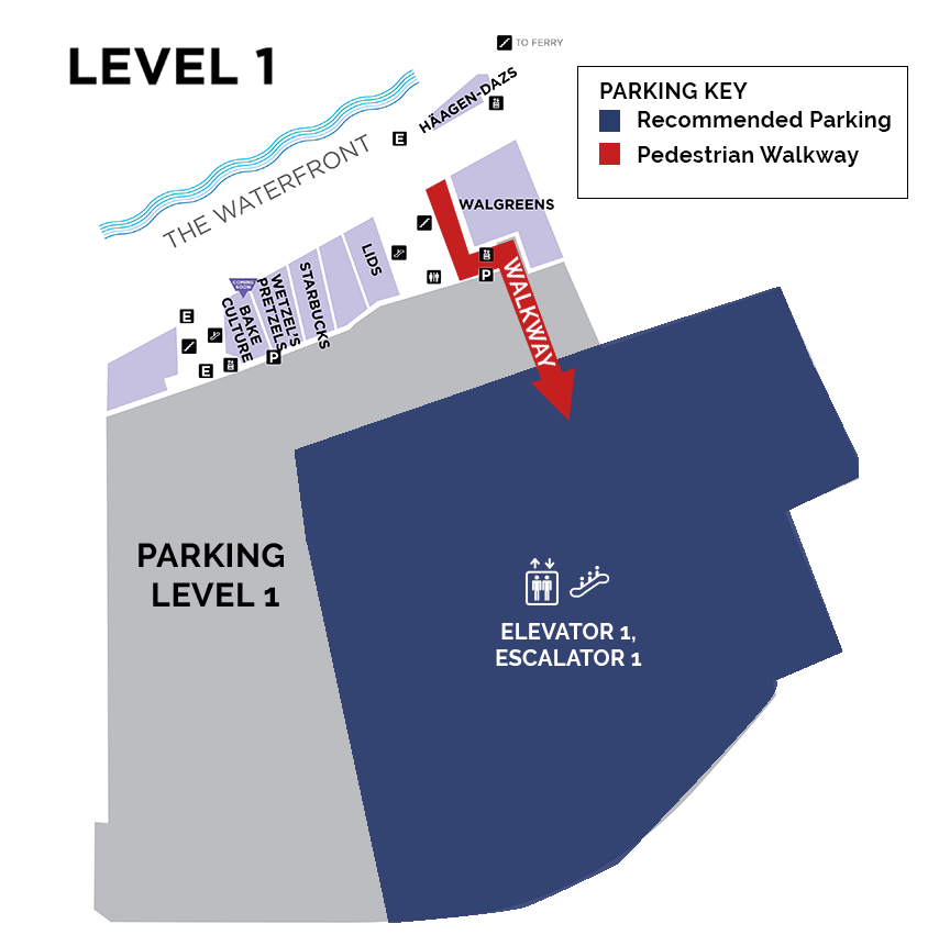 elevator escalator hub parking lvl 1